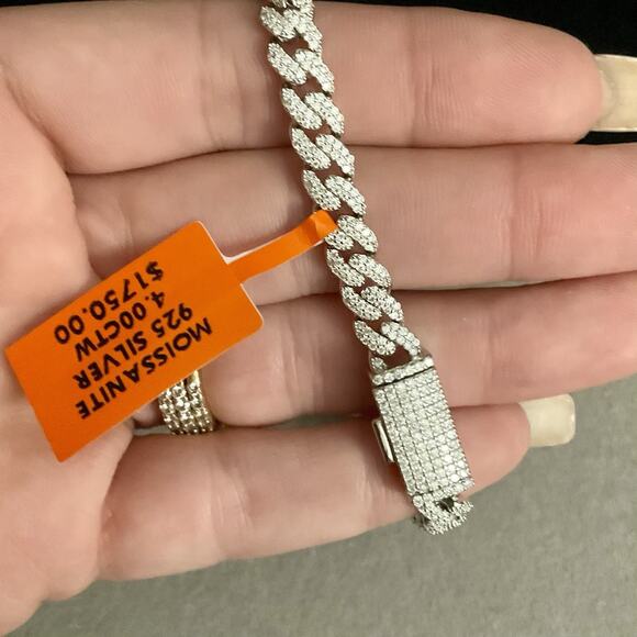 6mm Genuine Moissanite Miami Cuban Link Bracelet 8in~ NEW Retail $1,750 - Picture 8 of 16